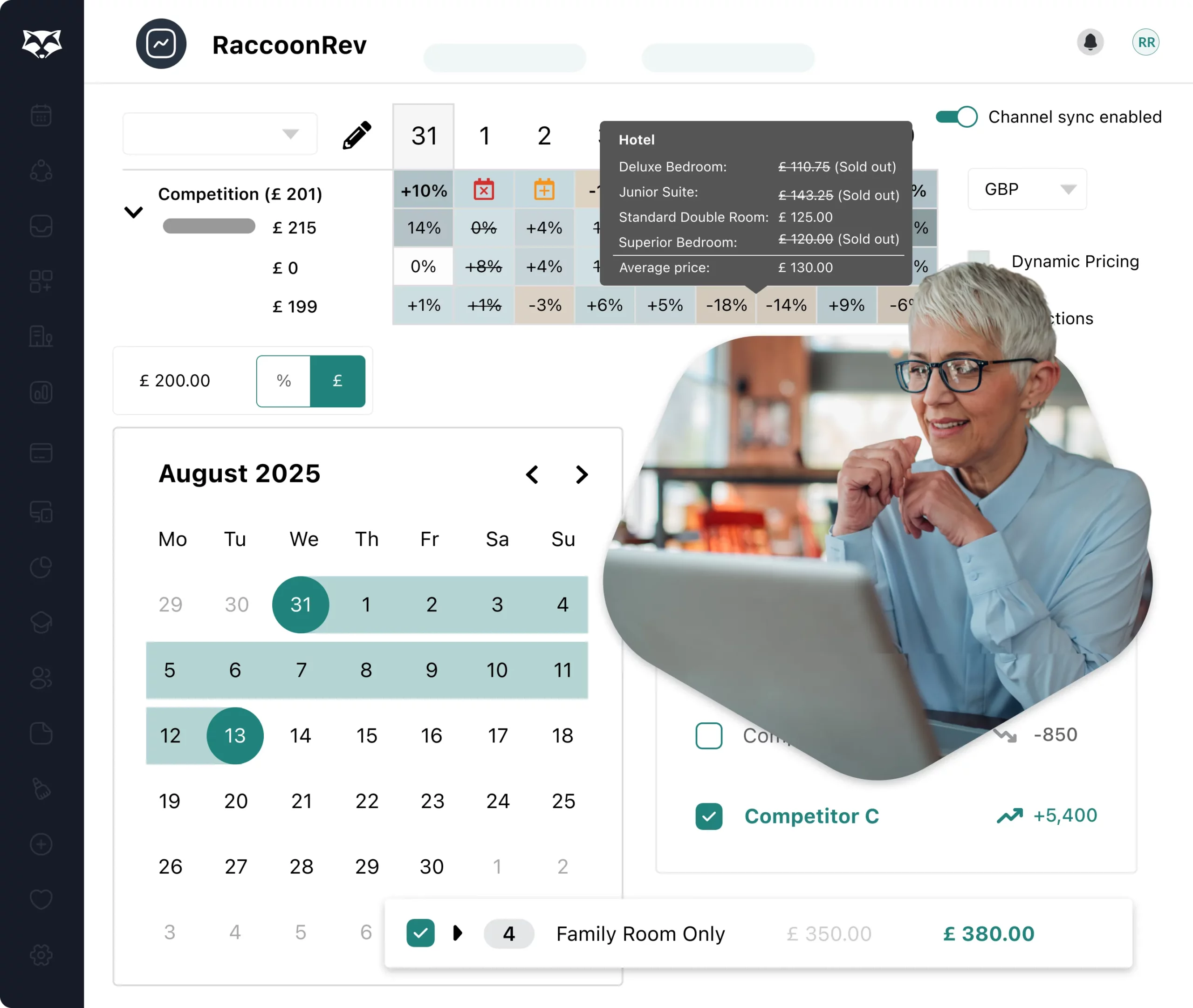 RaccoonRev Dynamic Pricing Tool for Hotel Revenue Management